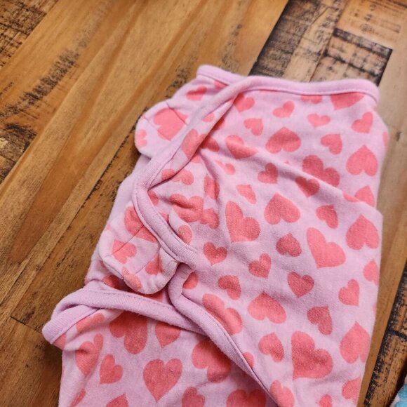 BUNDLE (2) Summer Swaddles Baby Girl Pink Hearts Elephants S/M 7-14 lbs - Picture 5 of 10